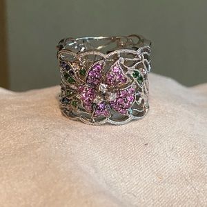 14kt white gold diamond & sapphire ring